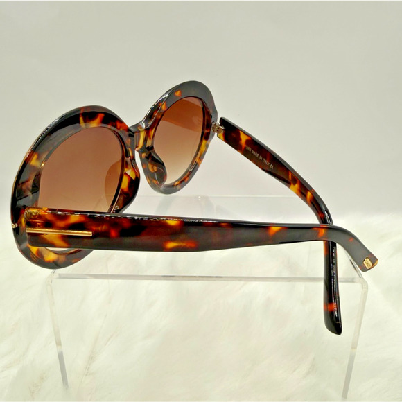 Tom Ford Liya-02 Dark Tortoise Havana Round Frame Sunglasses W/Case & Box main image 4